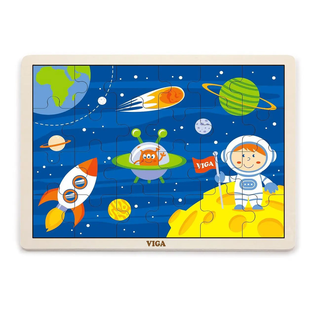ND18_3308 Viga 51461 Puzzle na podkładce 24 elementy - kosmiczna przygoda