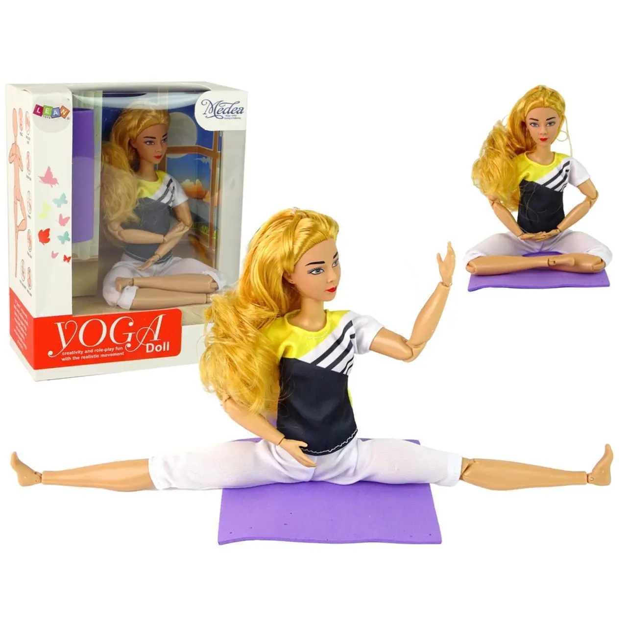ND24_15993 Lalka Dla Dzieci Mata Joga Długie Blond Włosy 5905679075395