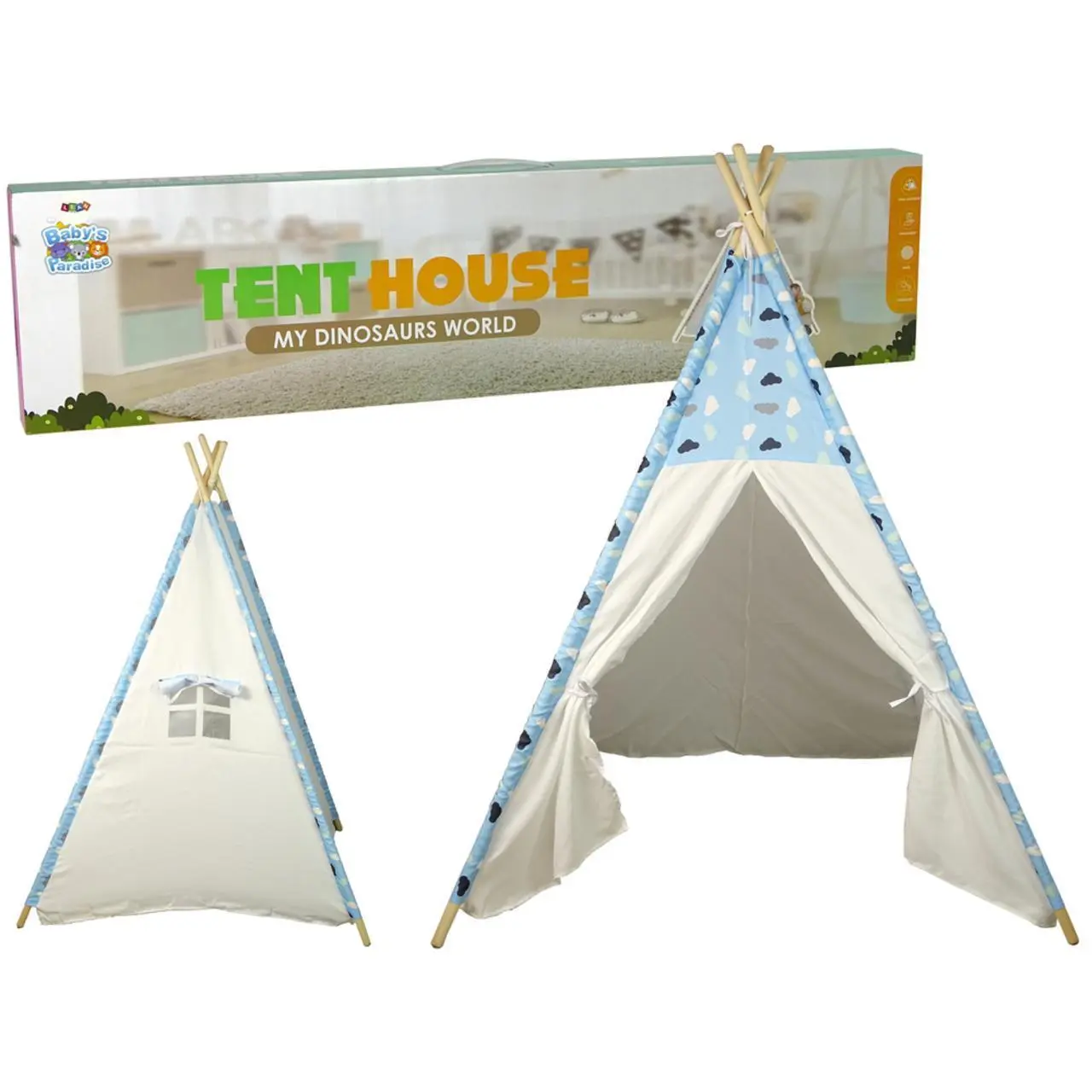 ND24_9505 Domek Namiot Dla Dzieci Tipi Indiański Chmurki Wodoodporny Ogród 5904204755290