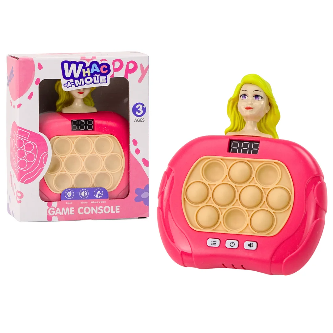 Gra Pop It Wac A Mole Lalka Światła Dźwięki Różowa
