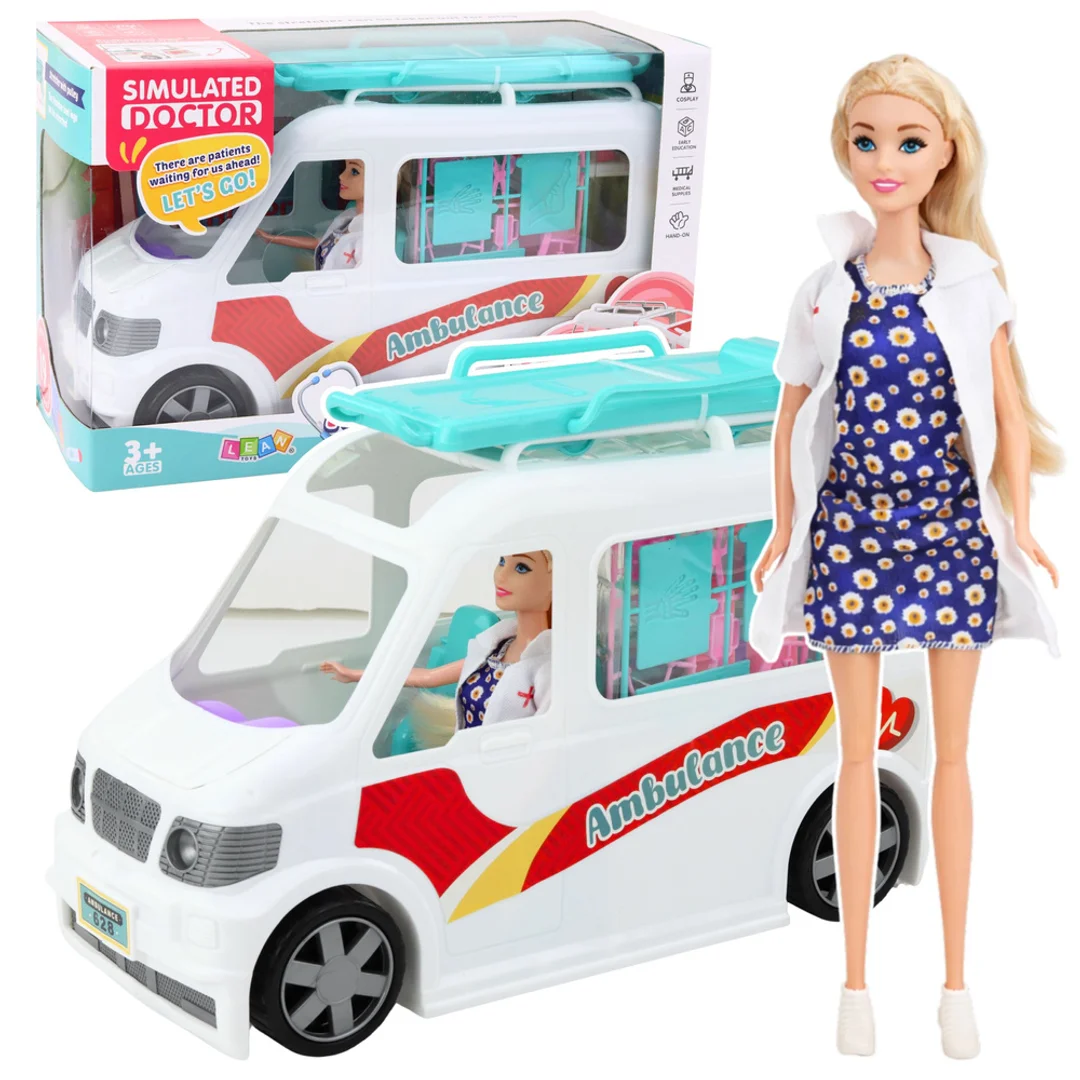Mobilny Szpital Karetka Ambulans Z Noszami Lalka Doktor Akcesoria