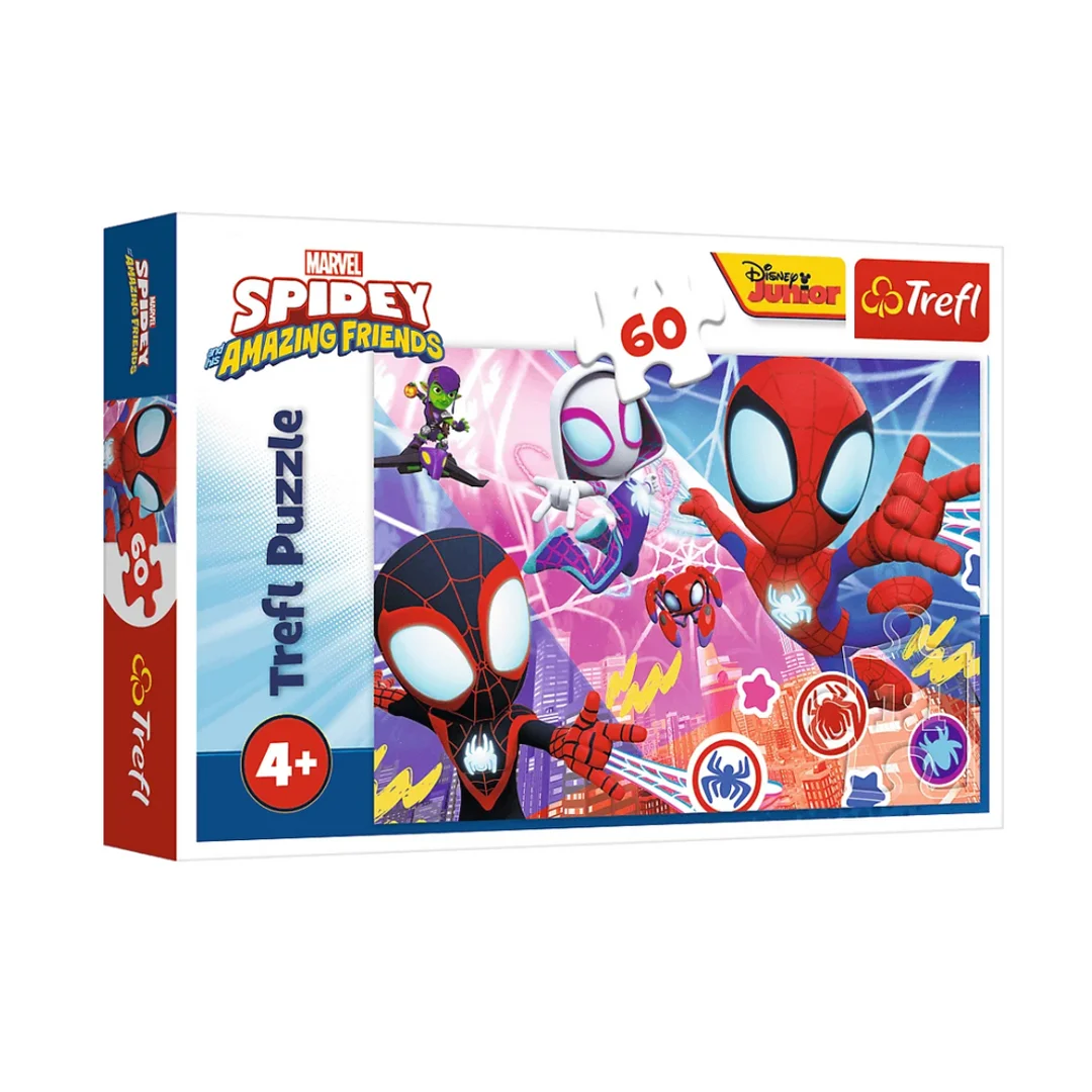 ND24_29138 Puzzle - 60 - Bohaterska przygoda - Spidey i super-kumple - Marvel - Trefl 17410 5900511174106