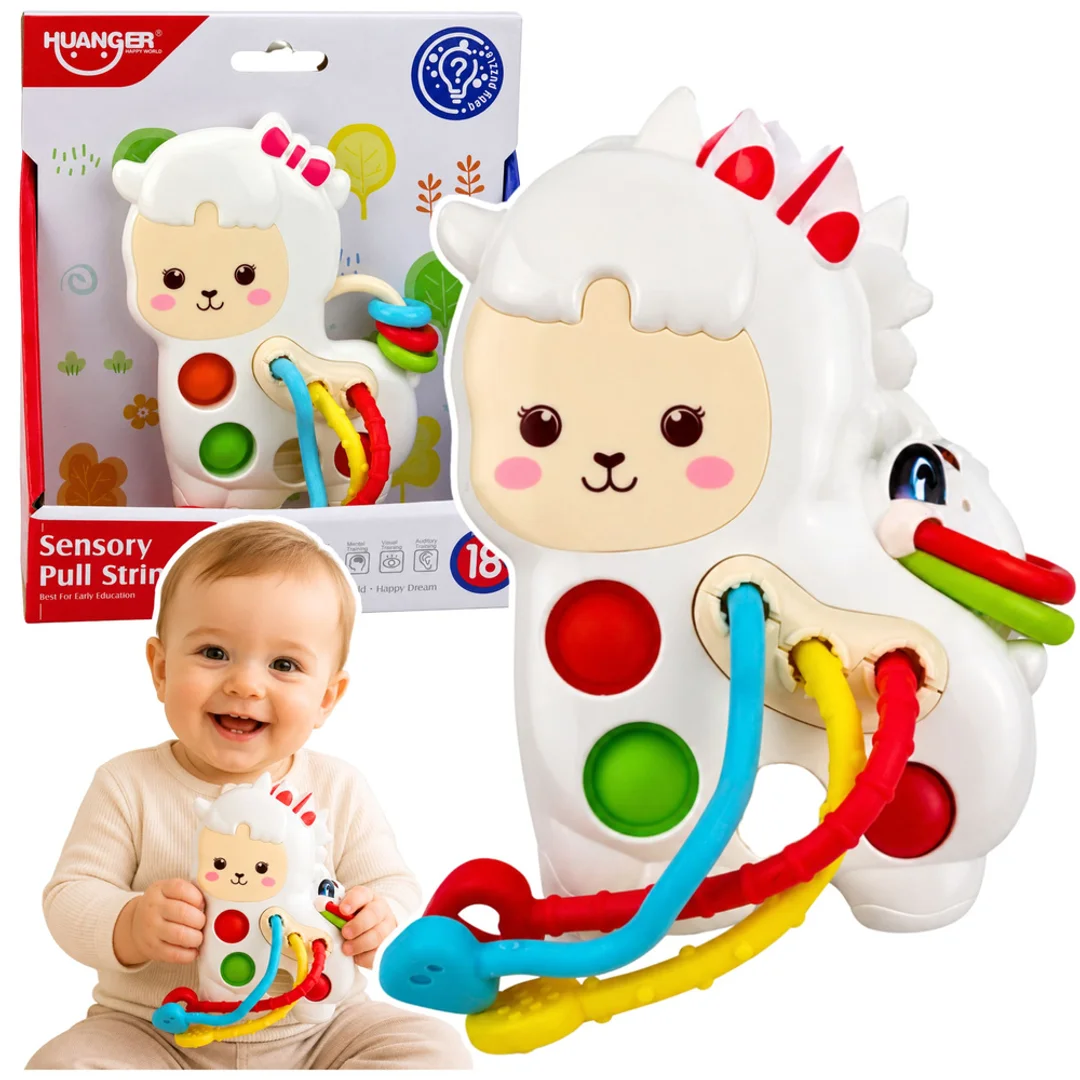 Zabawka Sensoryczna Dla Malucha Lama Ze Sznurkami Pop It Koraliki