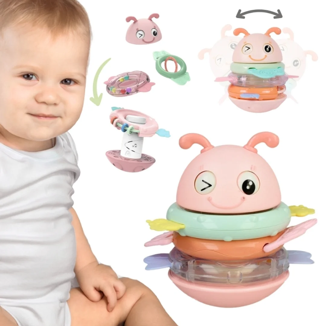 WOOPIE Baby Wańka Wstańka Zabawka Sensoryczna Grzechotka Gryzak Różowa