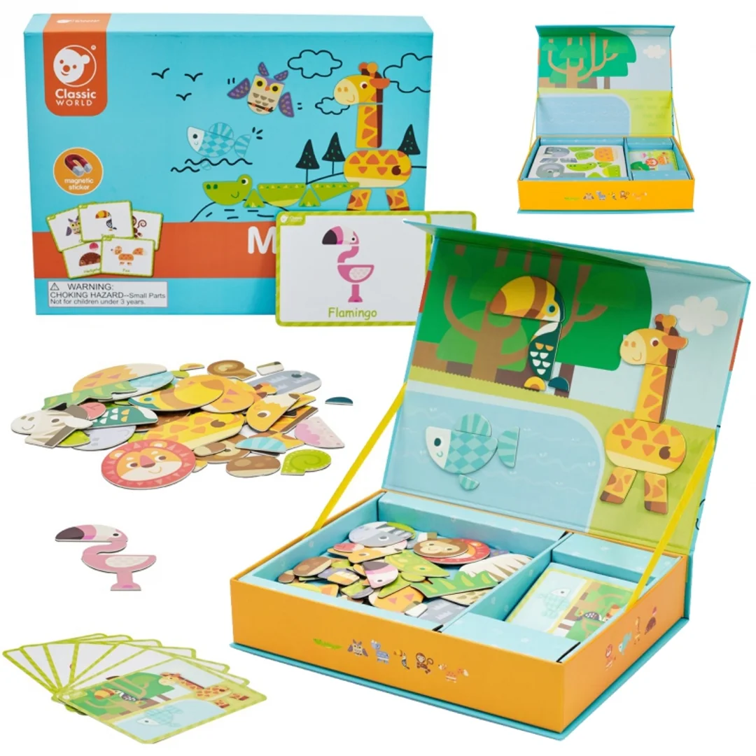 CLASSIC WORLD Układanka Magnetyczna Zwierzęta Tablica Klocki Puzzle Pamięć