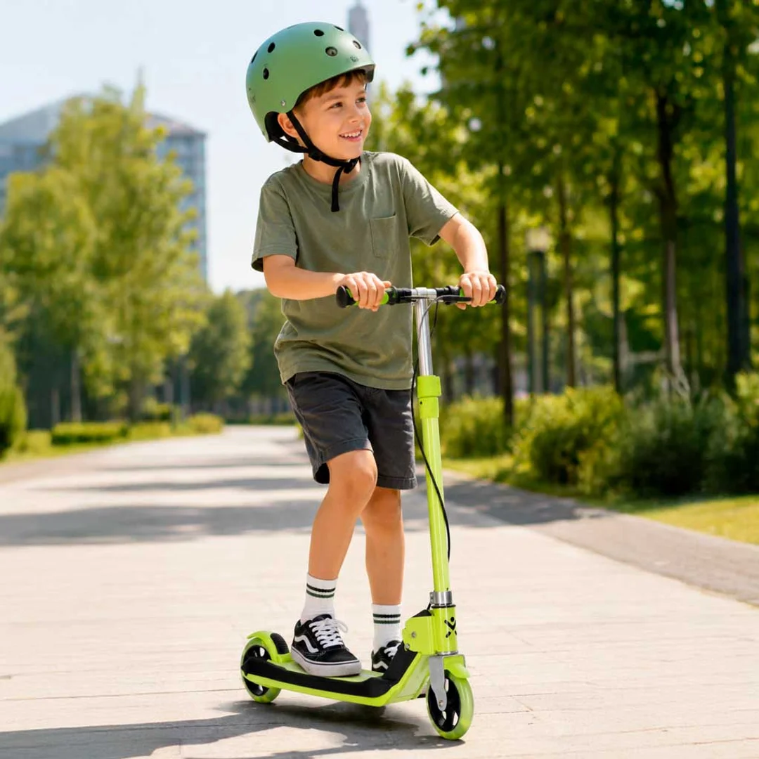KX2778_2 Hulajnoga dla dzieci TRIKE FIX dwukołowa LED składana podwójne hamulce neon zielony - 1