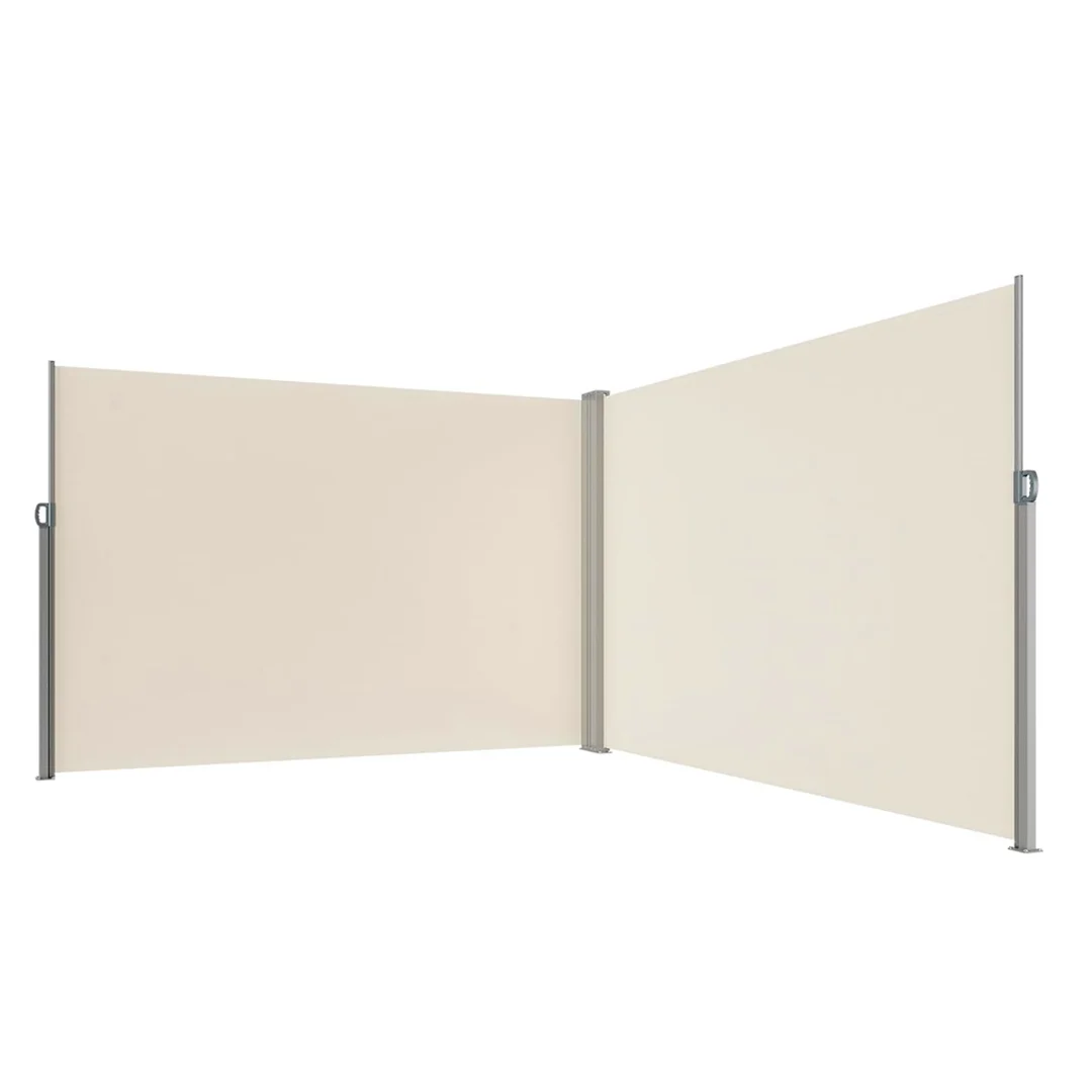KX2865_1 Markiza narożna boczna tarasowa LUARO parawan zwijany 180 x 620 cm beżowy