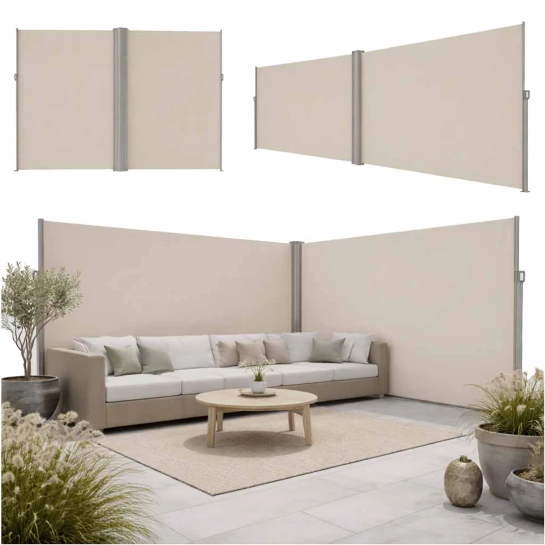 KX2865_1 Markiza narożna boczna tarasowa LUARO parawan zwijany 180 x 620 cm beżowy