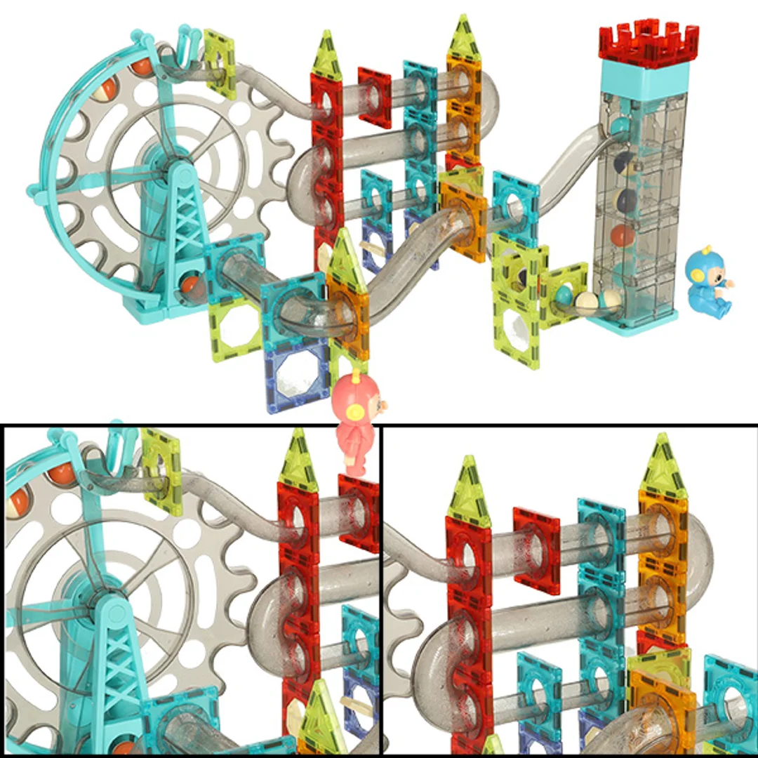 Klocki magnetyczne marble tor kulkowy z dźwiękiem muzyką elementów