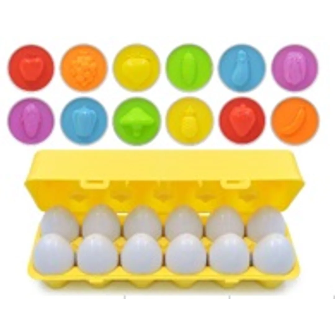 Puzzle klocki jajka wytłaczanka Montessori owoce i warzywa