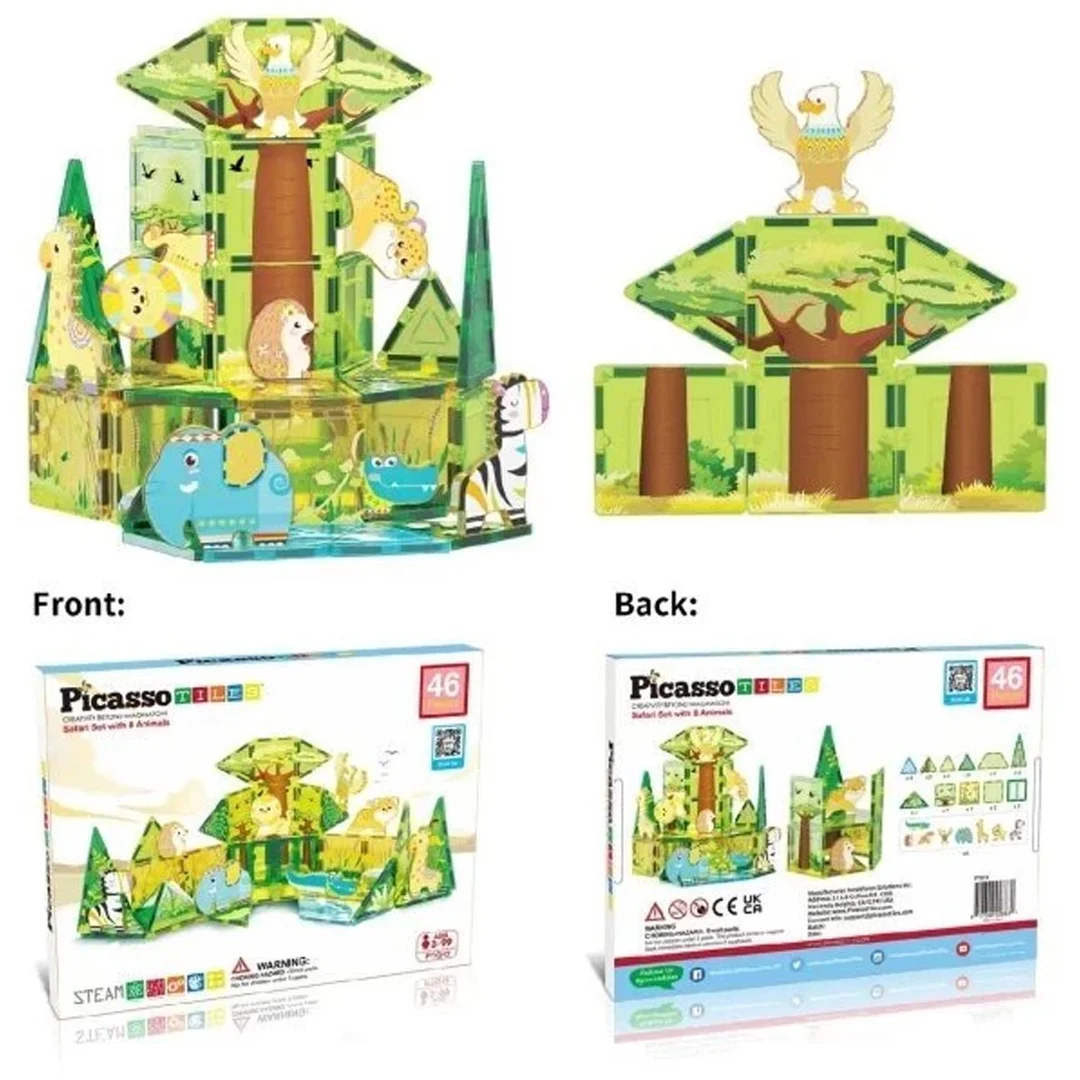 PICASSO Zestaw Safari Z Zwierzątkami klocki magnetyczne