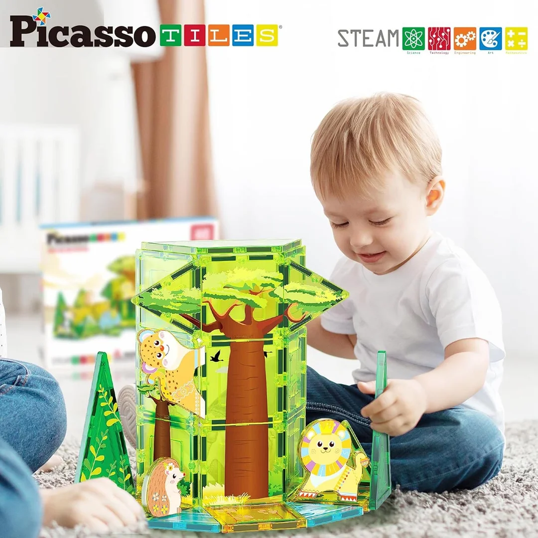 PICASSO Zestaw Safari Z Zwierzątkami klocki magnetyczne