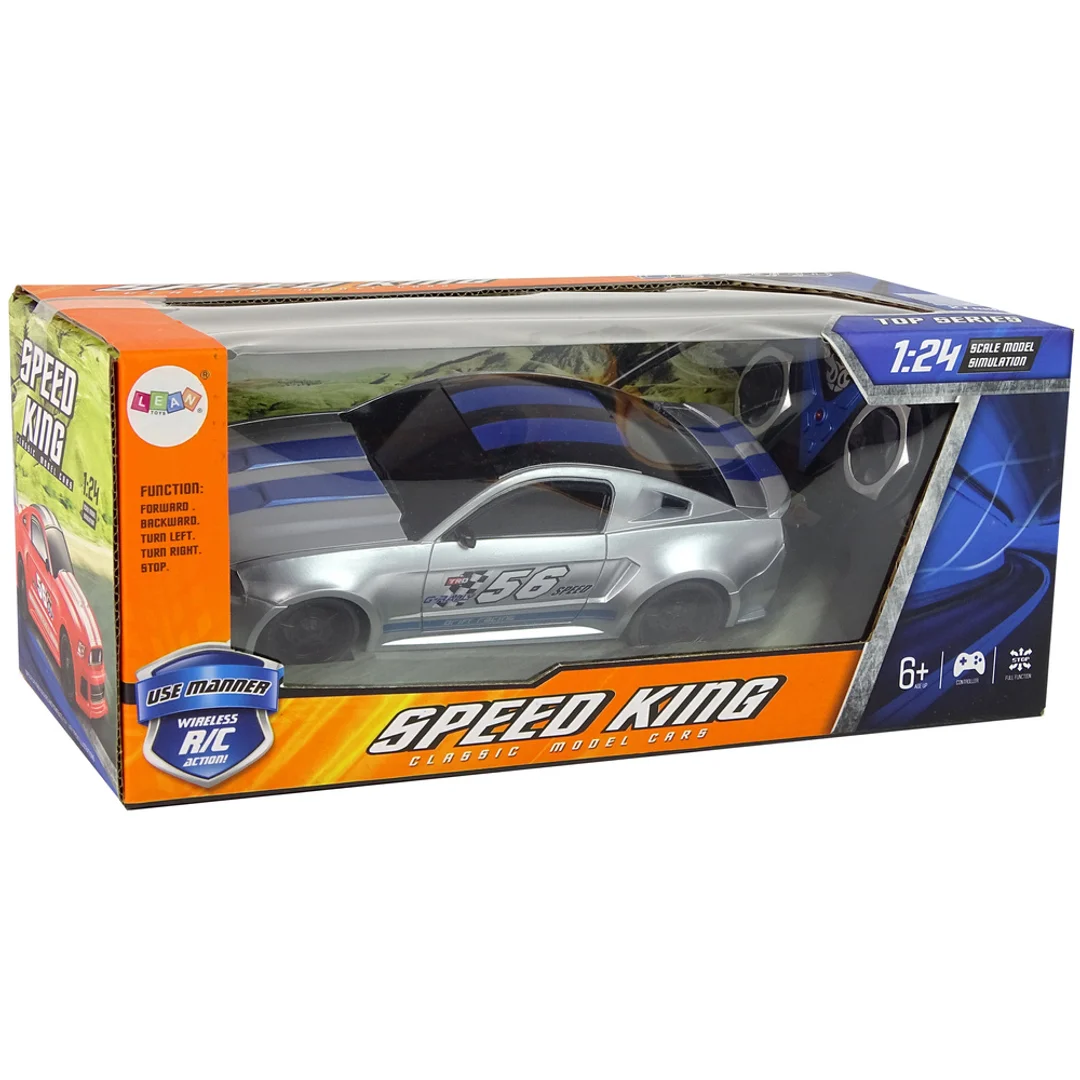 ND24_12709 Sportowe Szybkie Auto Zdalnie Sterowane R/C Srebrne 1:24 Speed King 5905214977474