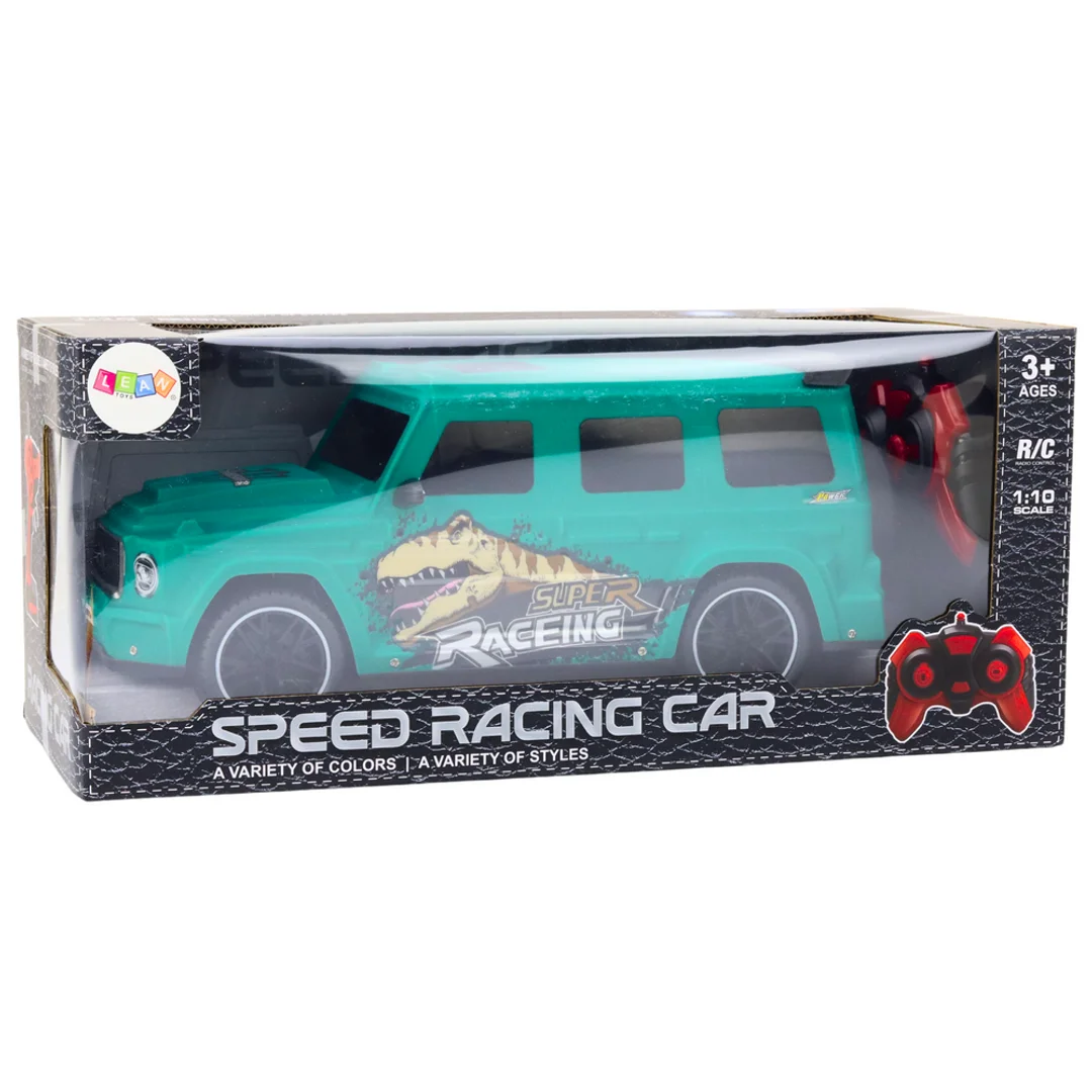 ND24_18577 Auto Zdalnie Sterowane RC z Dinozaurem w Skali 1:10 Zielone 5905991017417