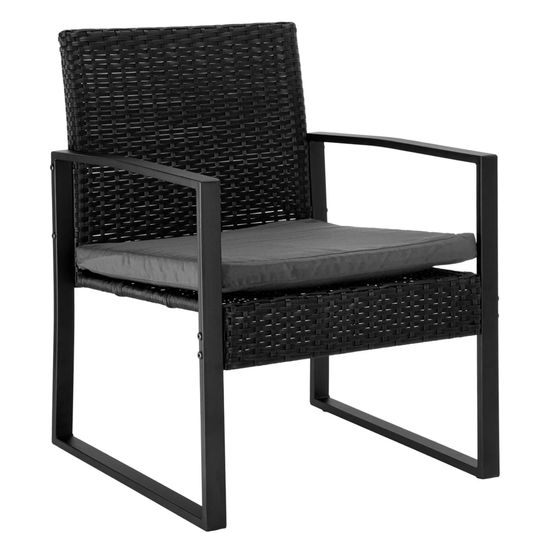 ND24_29244 Zestaw Meble Ogrodowe Rattan Dwa Krzesła Stolik Na Taras Balkon Czarne 5905991092575