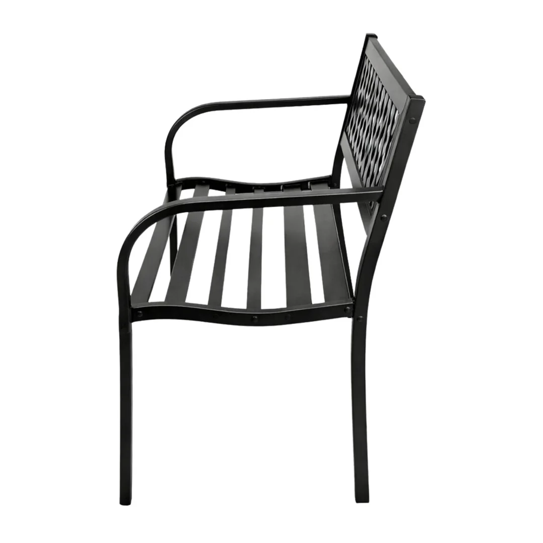 ND24_29325 Ławka Ogrodowa Parkowa Taras Ogród Metalowa Oparcie Czarna 120 cm 5905991093329
