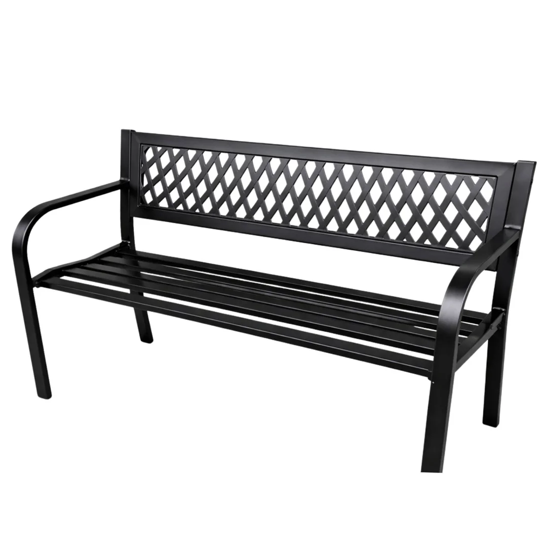ND24_29325 Ławka Ogrodowa Parkowa Taras Ogród Metalowa Oparcie Czarna 120 cm 5905991093329