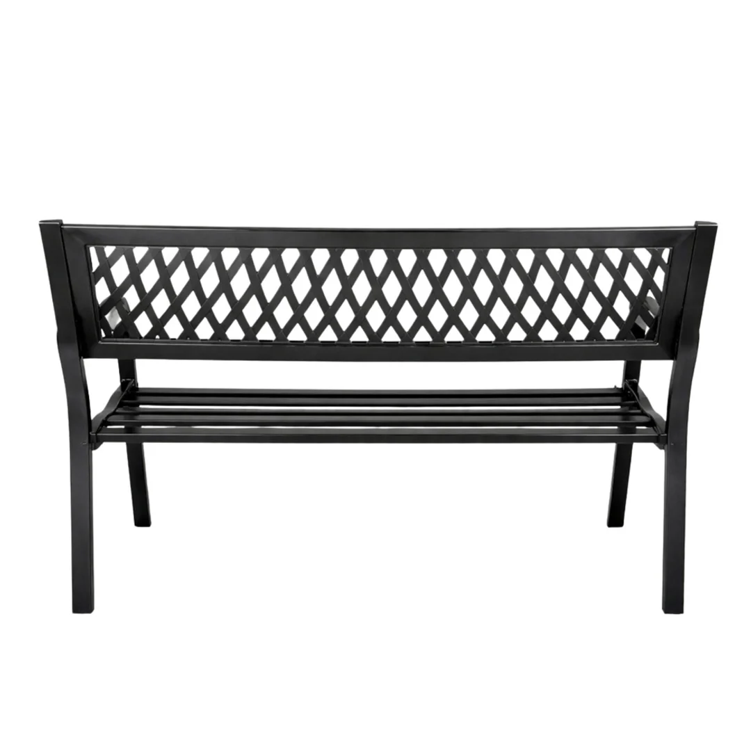 ND24_29325 Ławka Ogrodowa Parkowa Taras Ogród Metalowa Oparcie Czarna 120 cm 5905991093329