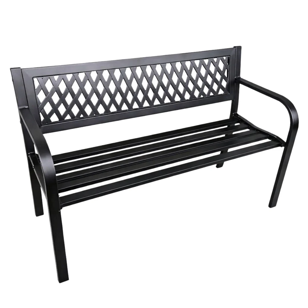 ND24_29325 Ławka Ogrodowa Parkowa Taras Ogród Metalowa Oparcie Czarna 120 cm 5905991093329