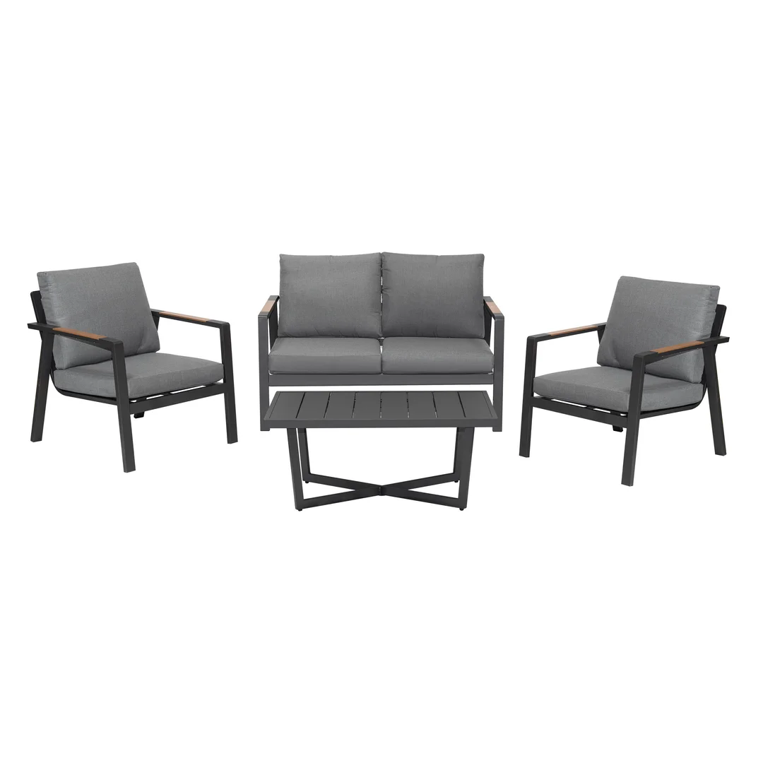 ND28_15707_201458 Meble Ogrodowe Aluminiowe Sofa + Dwa Fotele + Stolik
