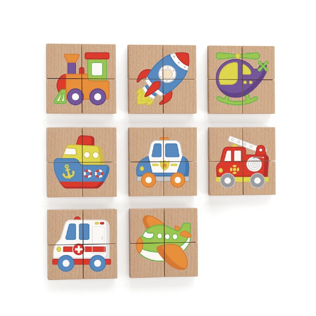 Układanka drewniana puzzle magnetyczne pojazdy Viga Toys