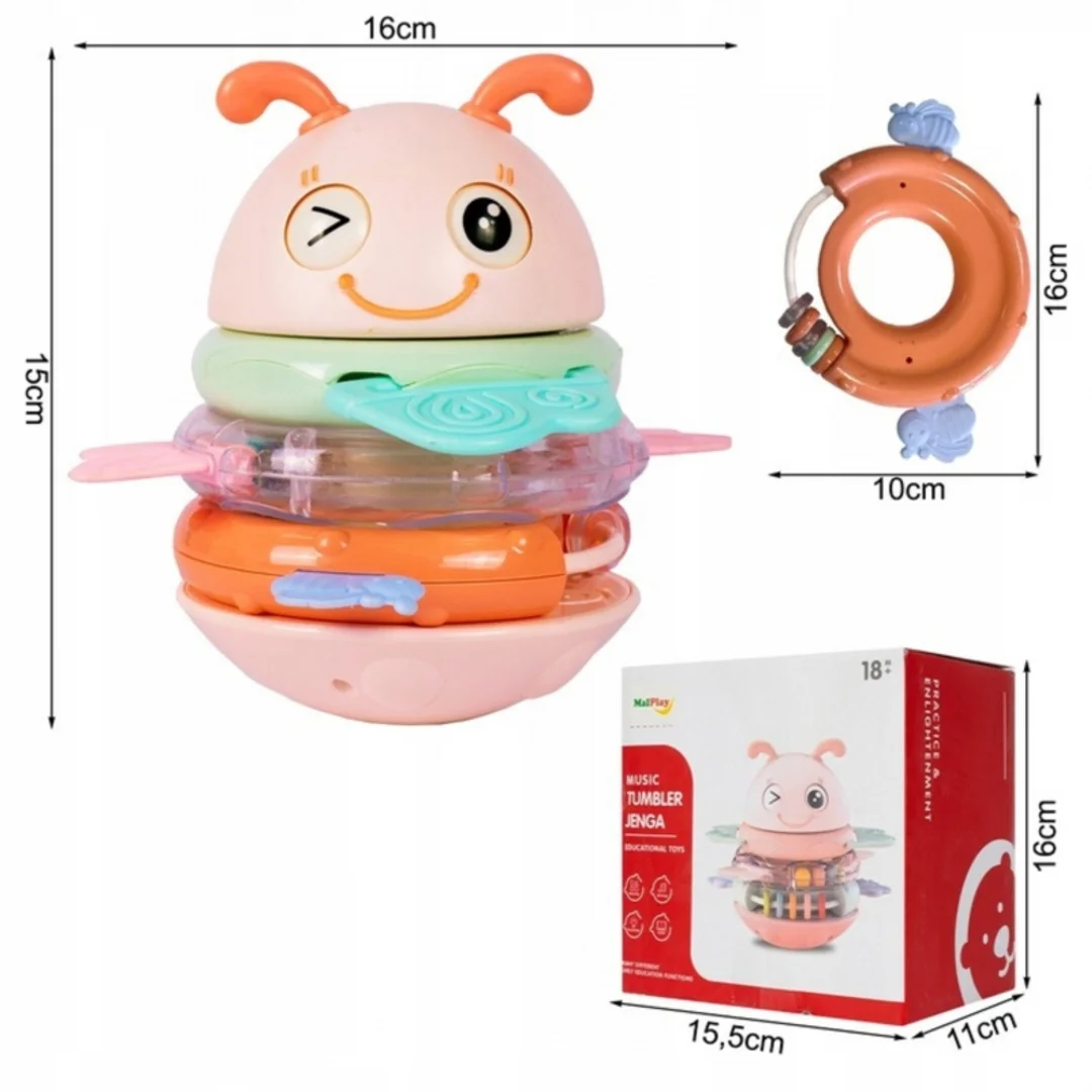 WOOPIE Baby Wańka Wstańka Zabawka Sensoryczna Grzechotka Gryzak Różowa