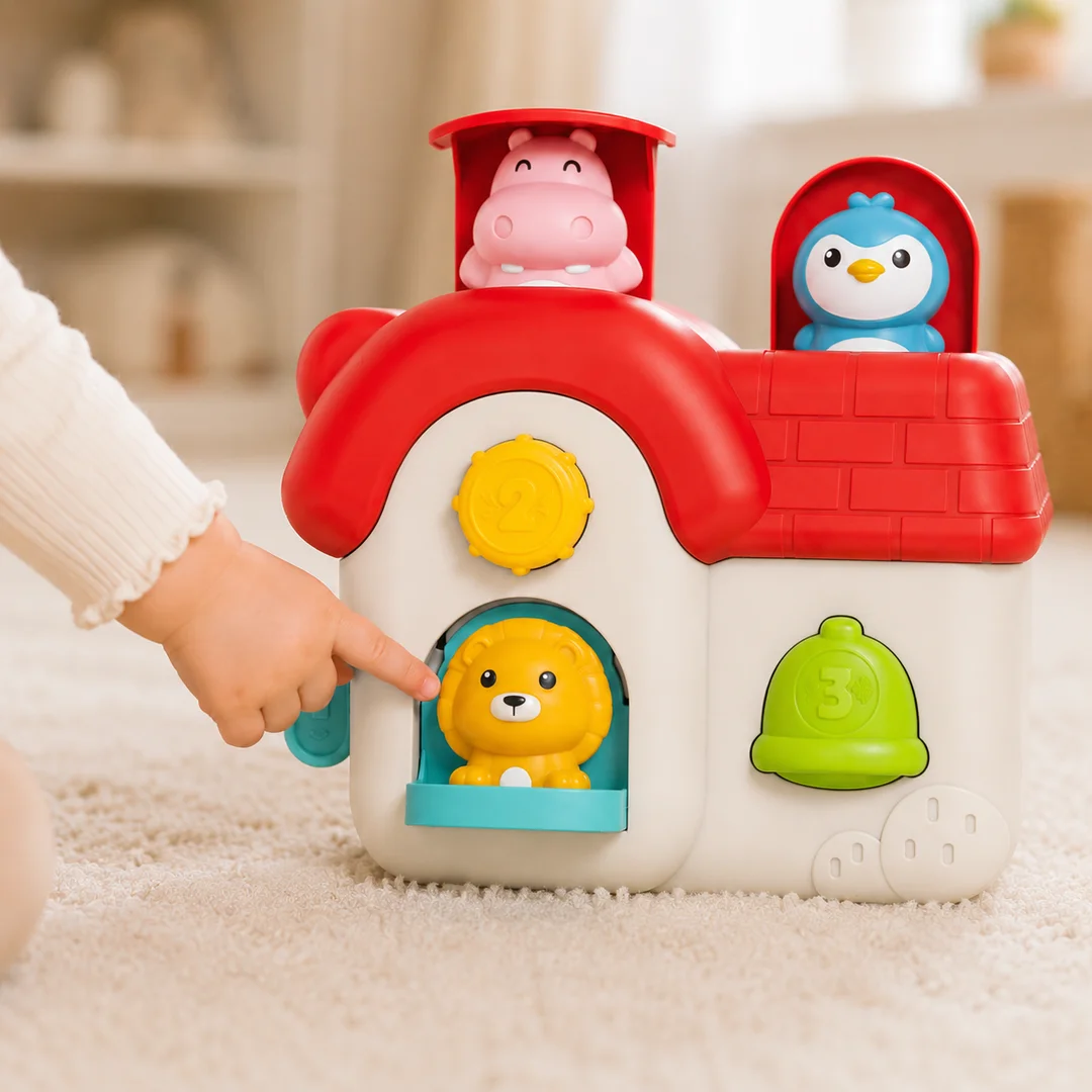 WOOPIE Interaktywny Domek Pop Up Zwierzątka Zabawka Manipulacyjna