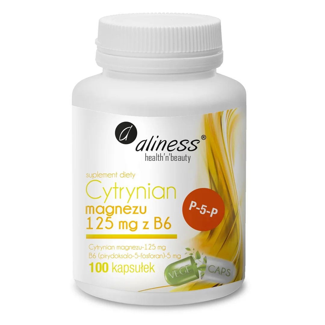 Aliness Cytrynian Magnezu 125 mg z B6 (P-5-P) × 100 VEGE kaps.