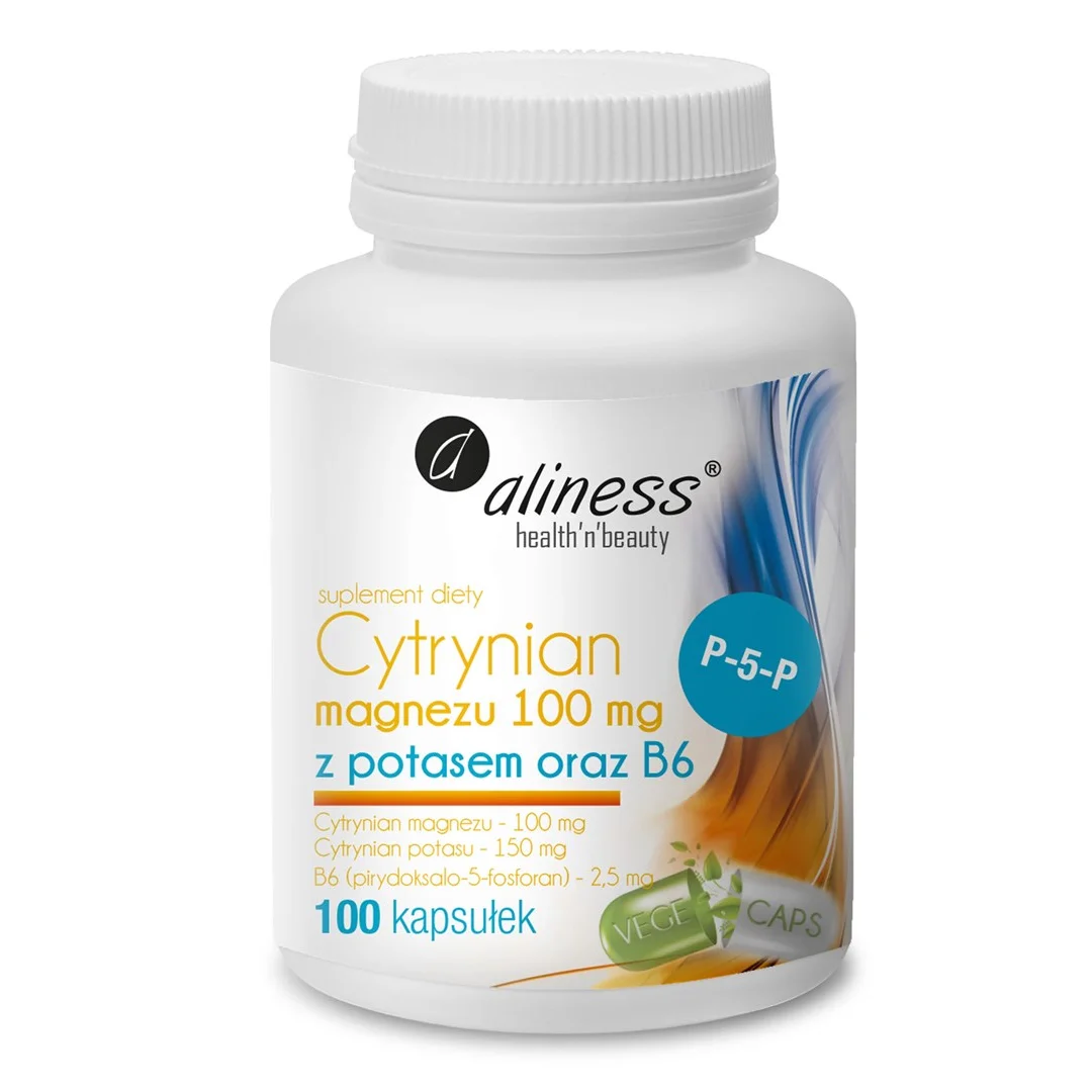 Aliness Cytrynian Magnezu z Potasem × 100 VEGE kaps.