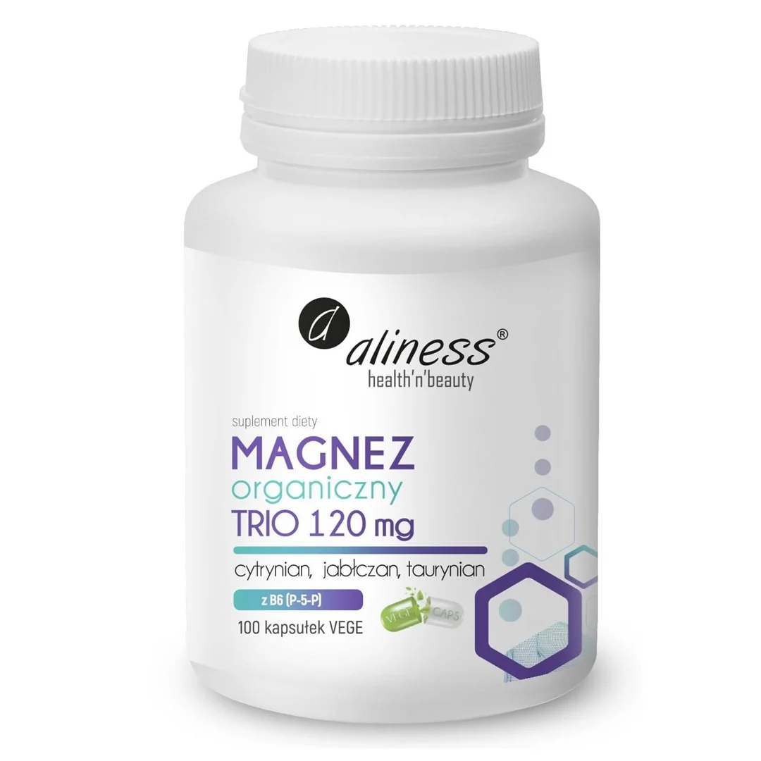 Aliness Magnez organiczny TRIO 120 mg z B6 (P-5-P) × 100 VEGE kaps.
