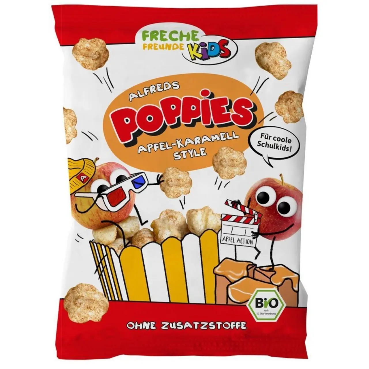 CHRUPKI KUKURYDZIANO - RYŻOWE O SMAKU JABŁKOWO - KARMELOWYM BEZGLUTENOWE DLA DZIECI BIO 40 g - FRECHE FREUNDE (KIDS)