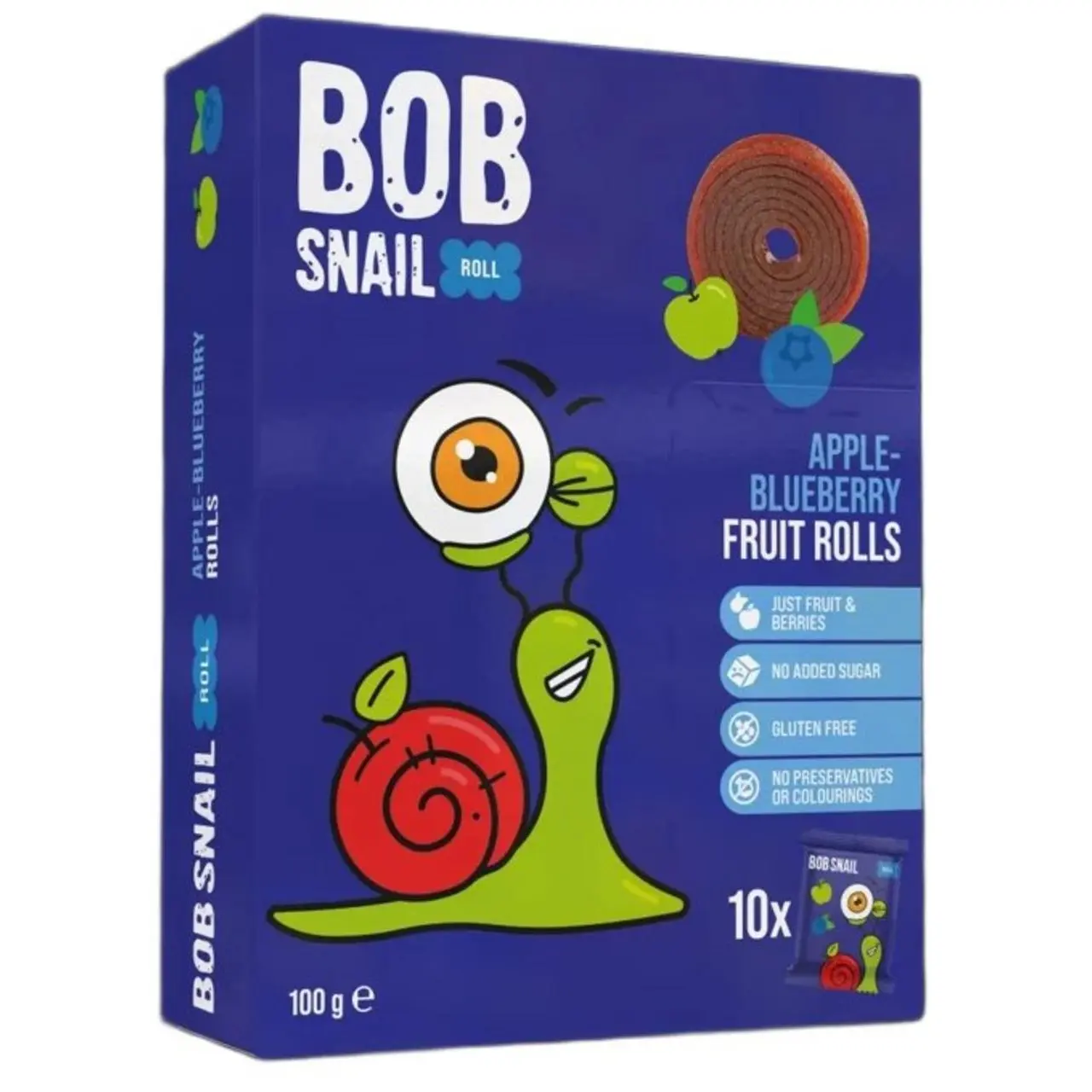 PRZEKĄSKI ROLL JABŁKO - BORÓWKA BEZ DODATKU CUKRÓW BEZGLUTENOWE 100 g - BOB SNAIL