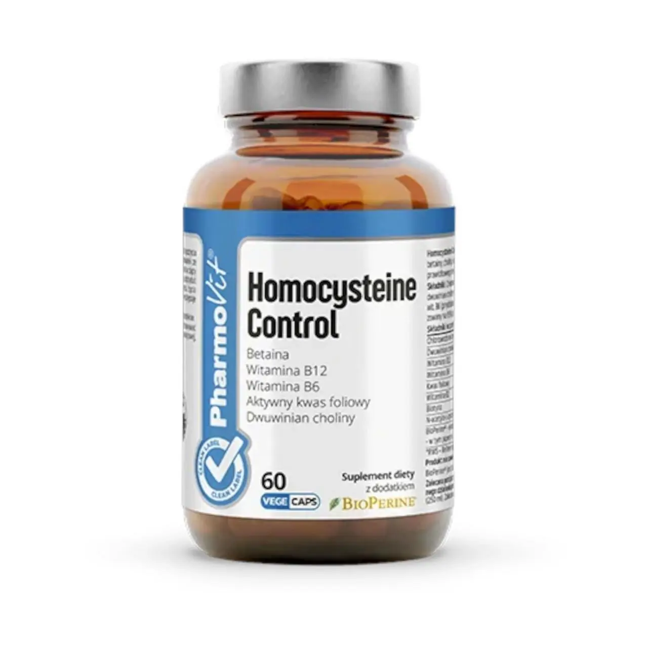 KAPSUŁKI NA METABOLIZM HOMOCYSTEINY (HOMOCYSTEINE CONTROL) BEZGLUTENOWE 60 szt. - PHARMOVIT (CLEAN LABEL)