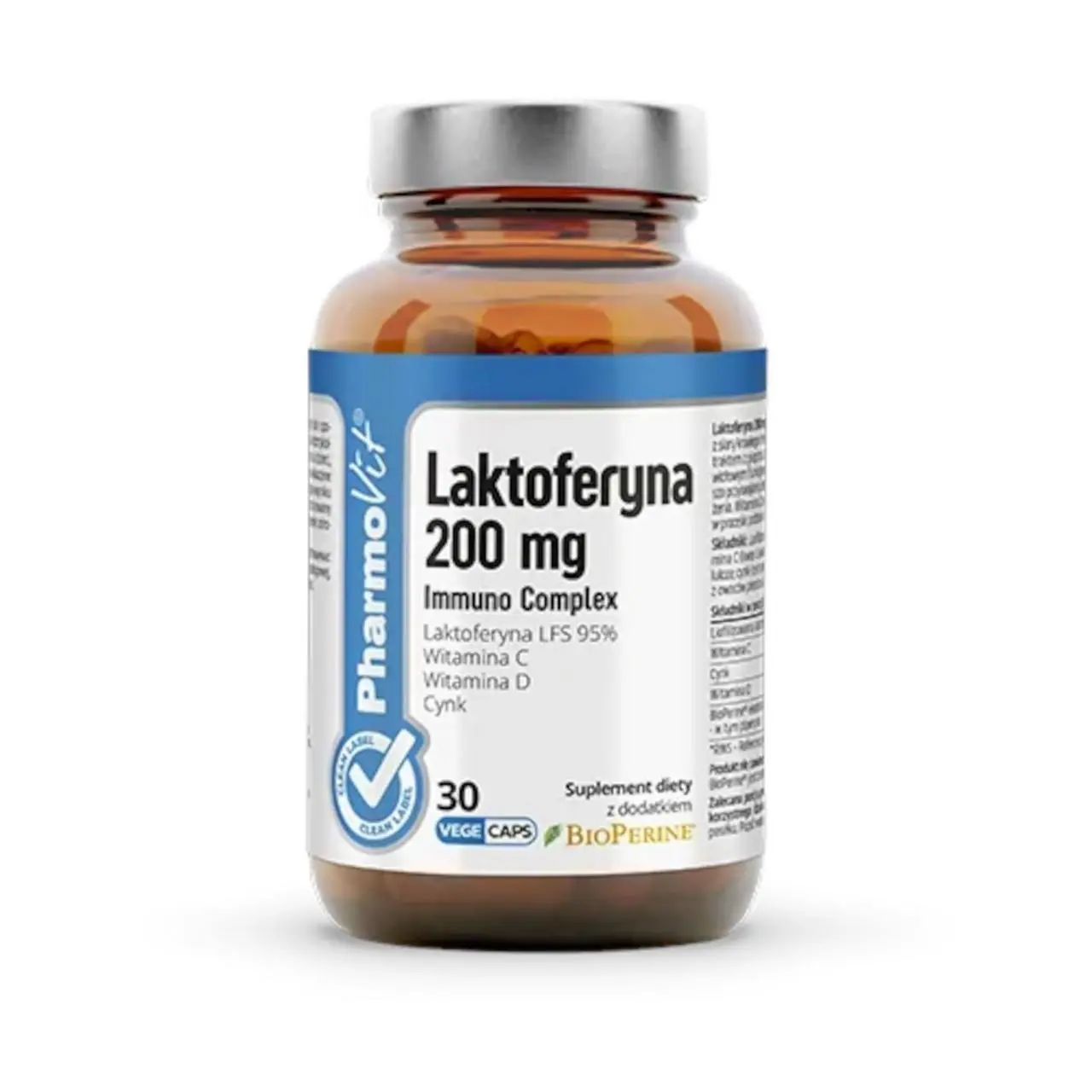 KAPSUŁKI NA UKŁAD ODPORNOŚCIOWY (LAKTOFERYNA IMMUNO COMPLEX) BEZGLUTENOWE 30 szt. - PHARMOVIT (CLEAN LABEL)
