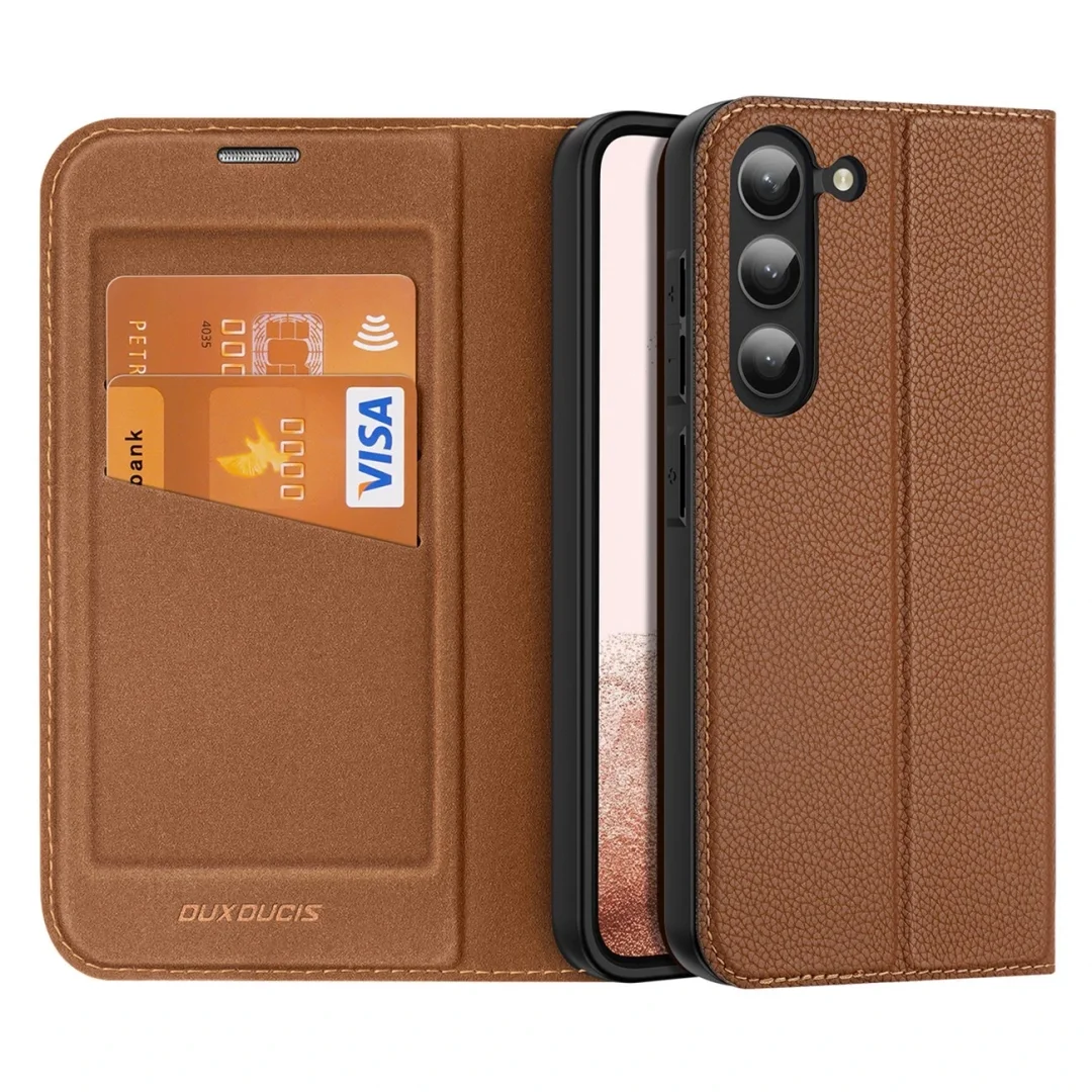 Etui ochronne Dux Ducis Skin X2 do Samsung Galaxy S23+ pokrowiec z klapką portfel podstawka brązowe