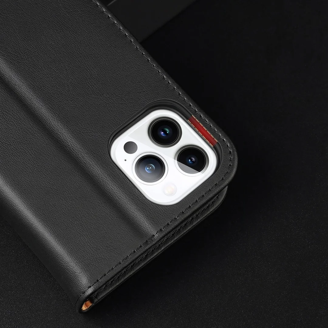 Dux Ducis Hivo skórzane etui z klapką pokrowiec ze skóry naturalnej portfel na karty i dokumenty iPhone 14 Pro brązowy - 51