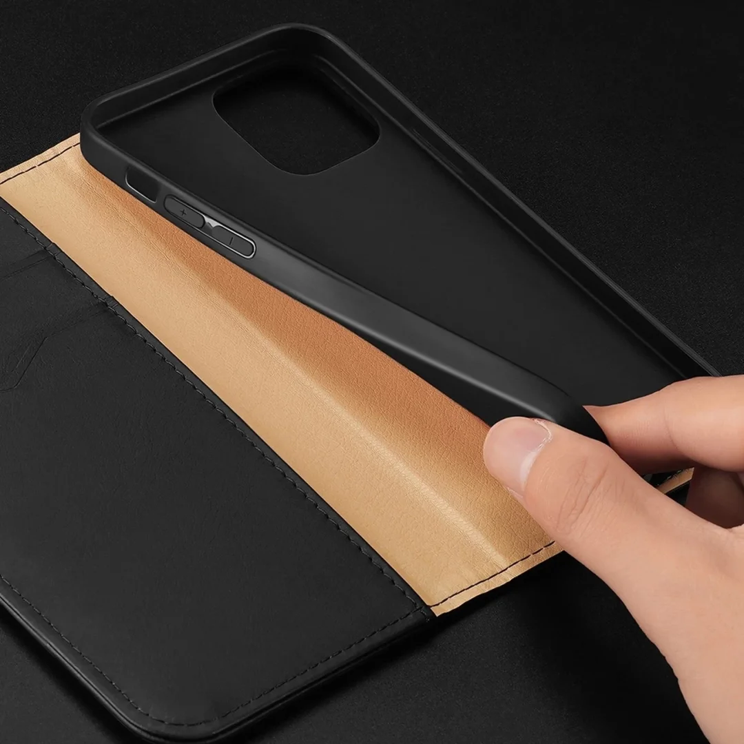 Dux Ducis Hivo skórzane etui z klapką pokrowiec ze skóry naturalnej portfel na karty i dokumenty iPhone 14 Pro czerwony - 47