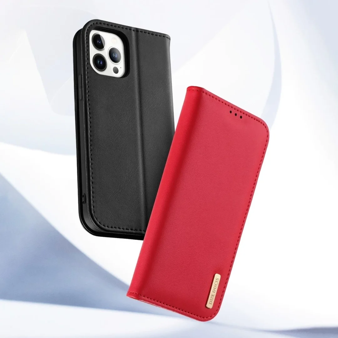 Dux Ducis Hivo skórzane etui z klapką pokrowiec ze skóry naturalnej portfel na karty i dokumenty iPhone 14 Pro Max brązowy - 39