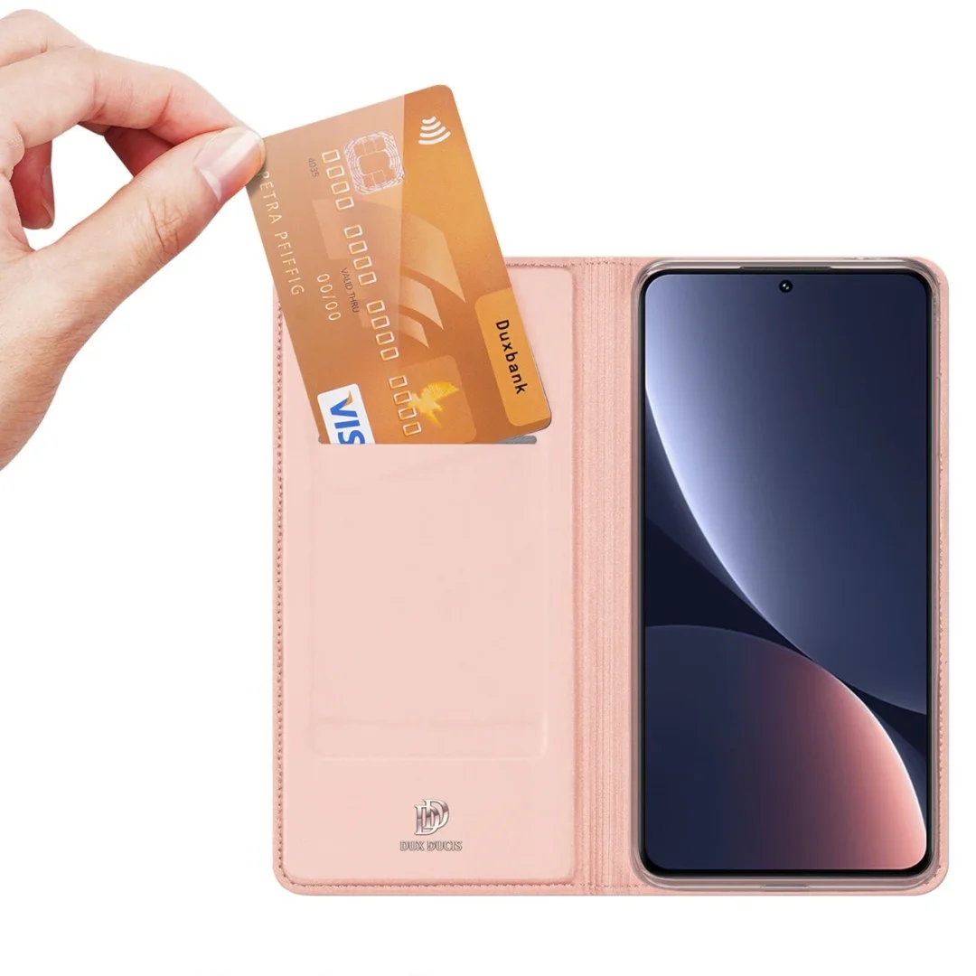 Dux Ducis Skin Pro etui Xiaomi 13 pokrowiec z klapką portfel na kartę podstawka różowe - 15
