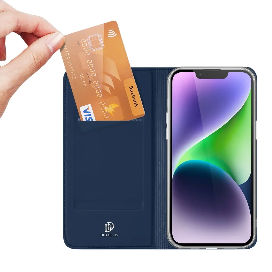 Etui do iPhone 15 Plus pokrowiec z klapką i portfelem Dux Ducis Skin Pro - niebieskie - 17