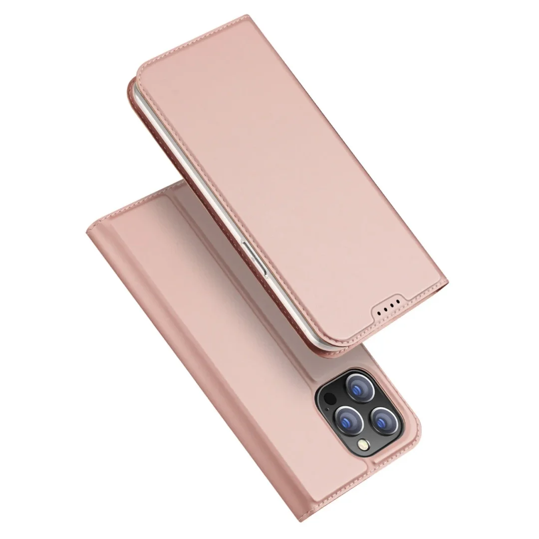 Etui do iPhone 15 Pro pokrowiec z klapką i portfelem Dux Ducis Skin Pro - różowe - 18