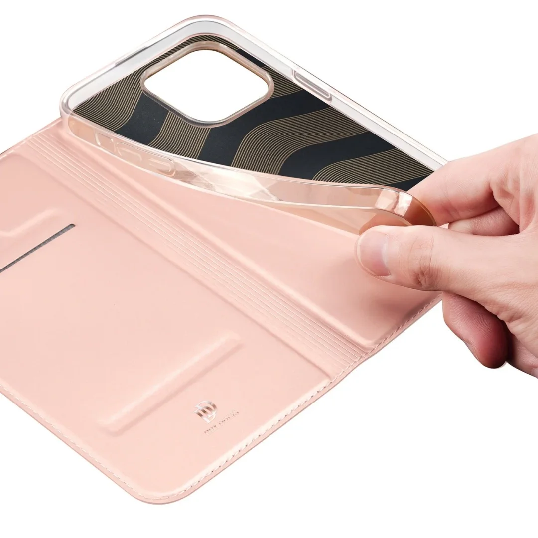 Etui do iPhone 15 Pro pokrowiec z klapką i portfelem Dux Ducis Skin Pro - różowe - 23