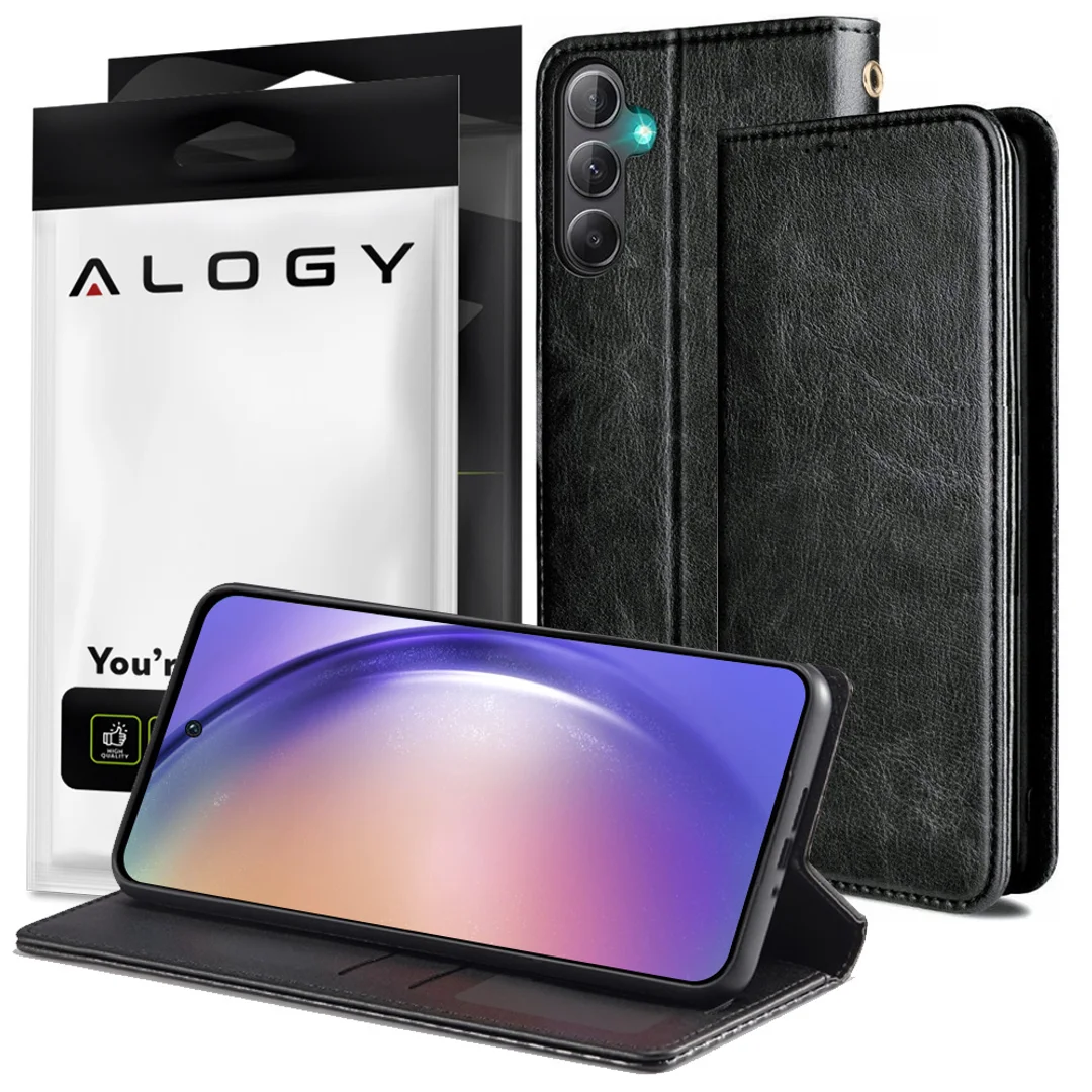 Etui ochronne z klapką skórzany portfel Alogy Wallet Case obudowa na telefon do Samsung Galaxy A34 5G Czarne - 12