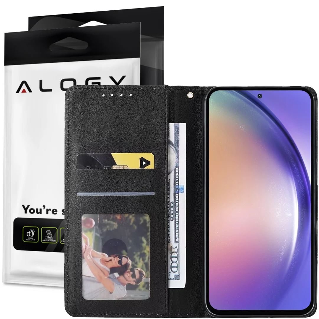 Etui ochronne z klapką skórzany portfel Alogy Wallet Case obudowa na telefon do Samsung Galaxy A34 5G Czarne - 22