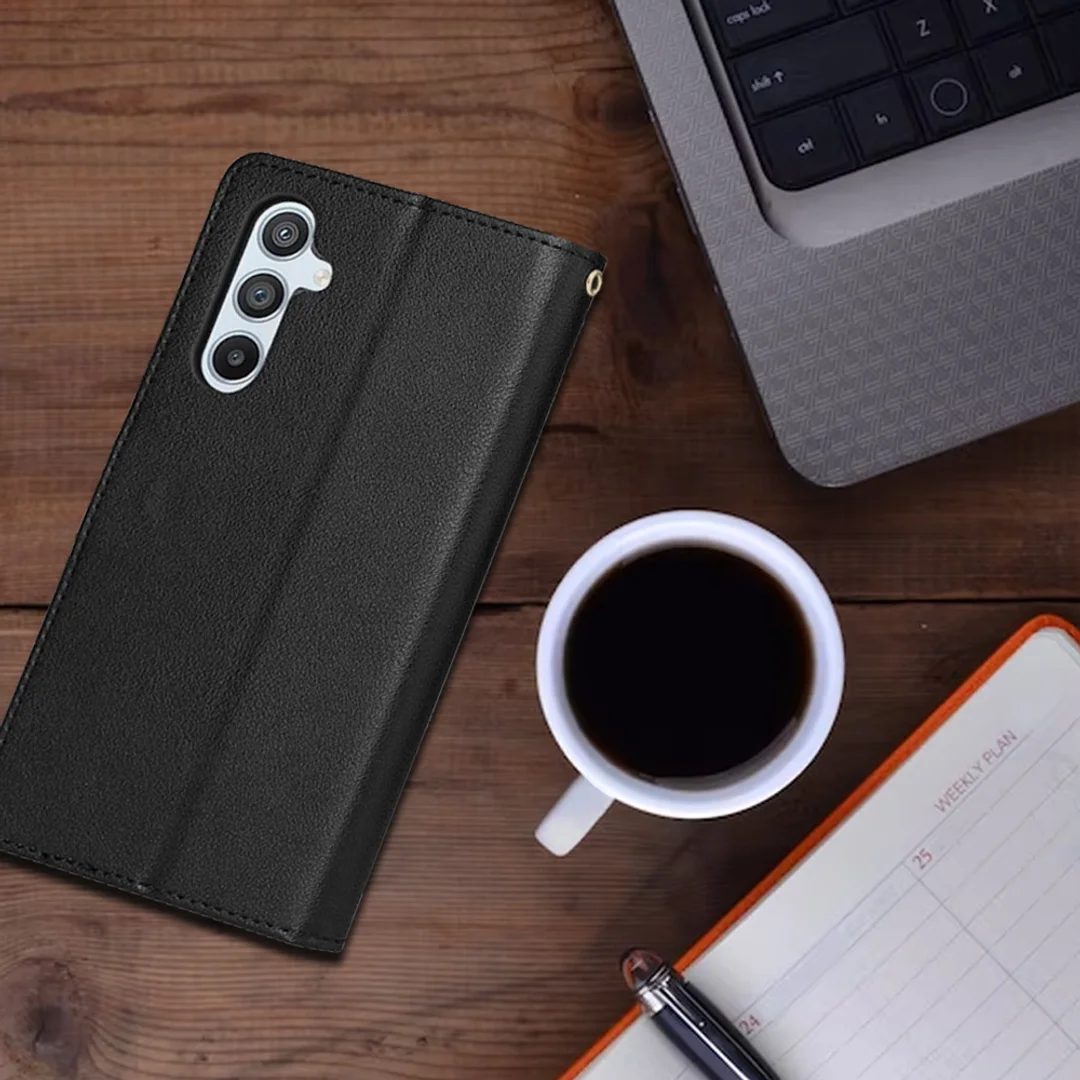 Etui ochronne z klapką skórzany portfel Alogy Wallet Case obudowa na telefon do Samsung Galaxy A34 5G Czarne - 14