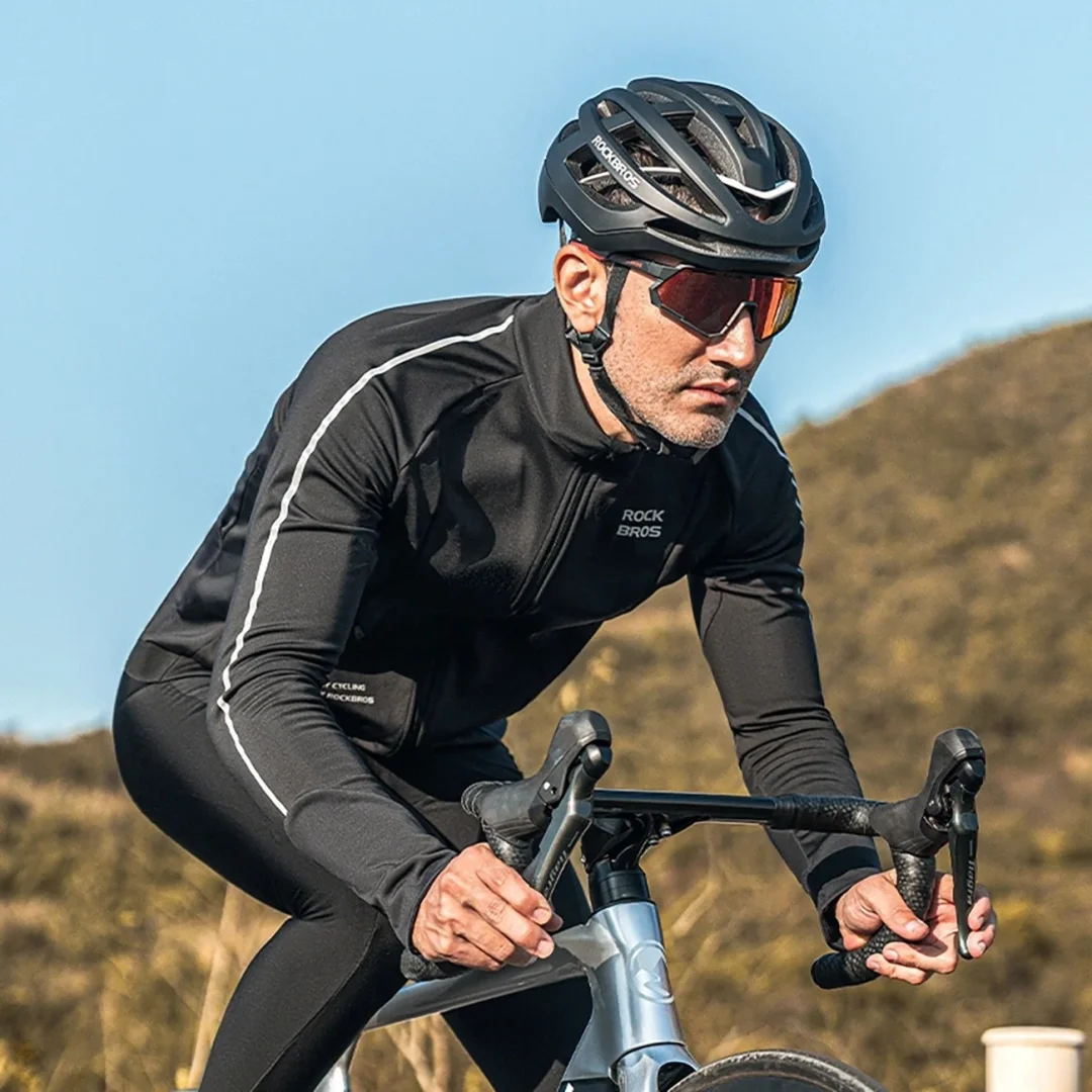 Koszulka kolarska Rockbros 15400002002 z długim rękawem jesień/zima M - czarna - 13