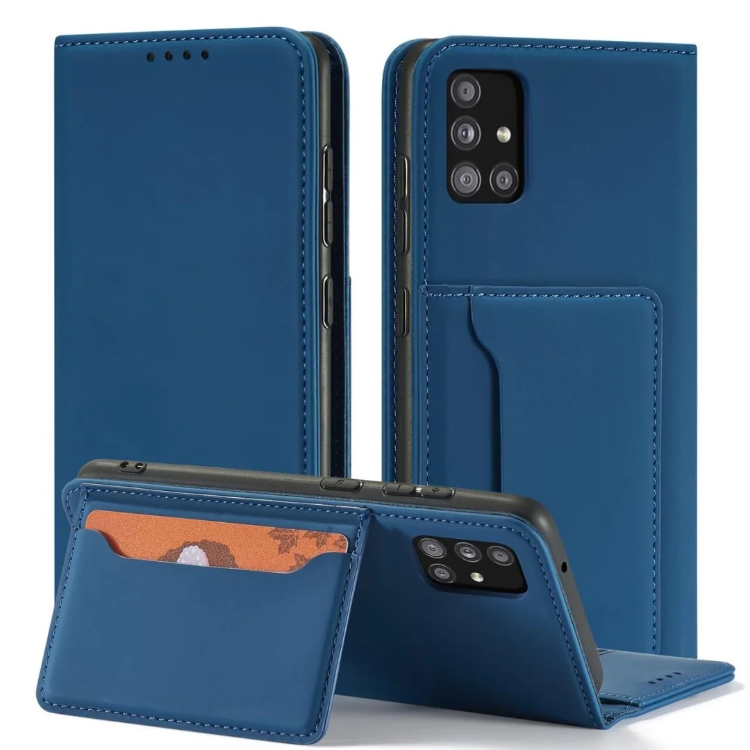 Magnet Card Case etui do Samsung Galaxy A12 5G pokrowiec portfel na karty kartę podstawka niebieski - 16