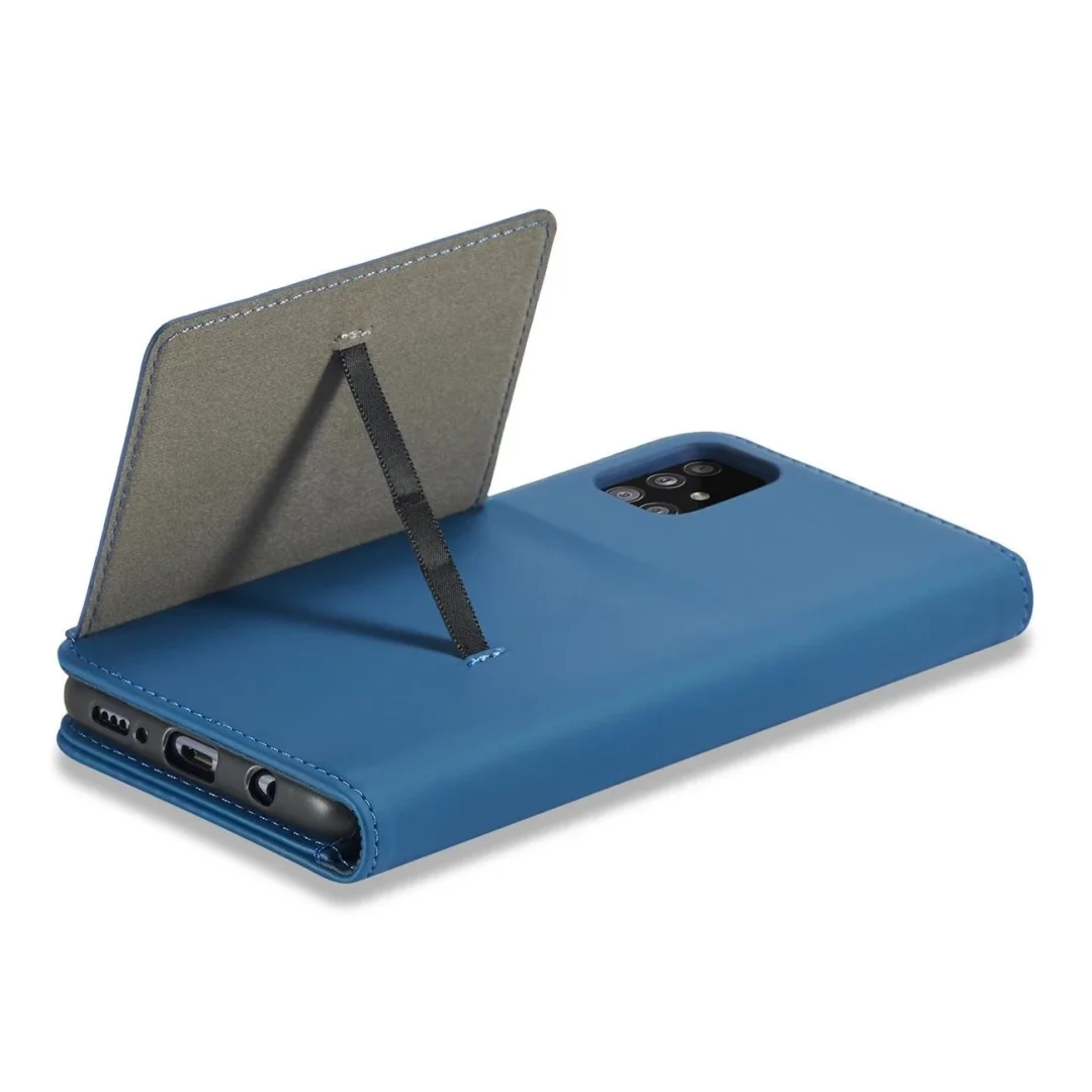 Magnet Card Case etui do Samsung Galaxy A12 5G pokrowiec portfel na karty kartę podstawka niebieski - 26