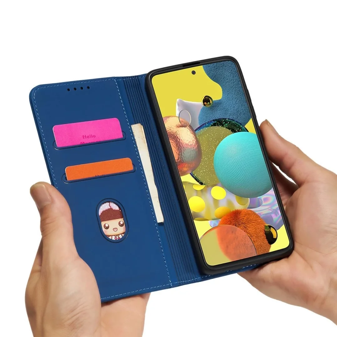 Magnet Card Case etui do Samsung Galaxy A12 5G pokrowiec portfel na karty kartę podstawka niebieski - 27