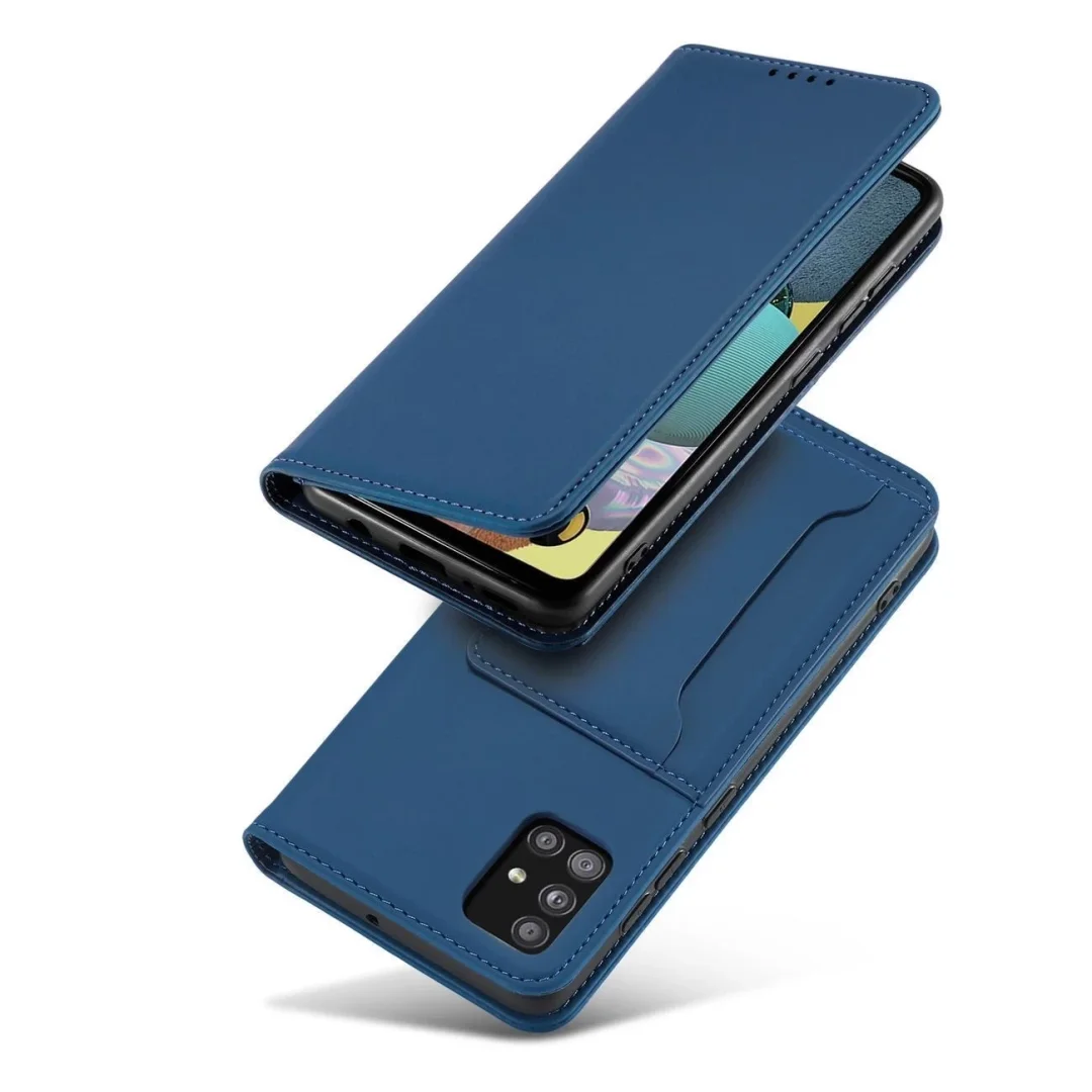 Magnet Card Case etui do Samsung Galaxy A12 5G pokrowiec portfel na karty kartę podstawka niebieski - 18